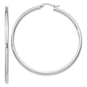 2.5mm, Sterling Silver, Classic Round Hoop Earrings - 55mm (2 1/8 In.)